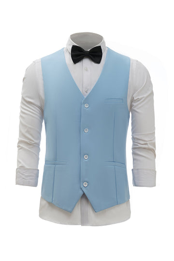lyseblå enkeltbrystet sjal lapel menns dress vest